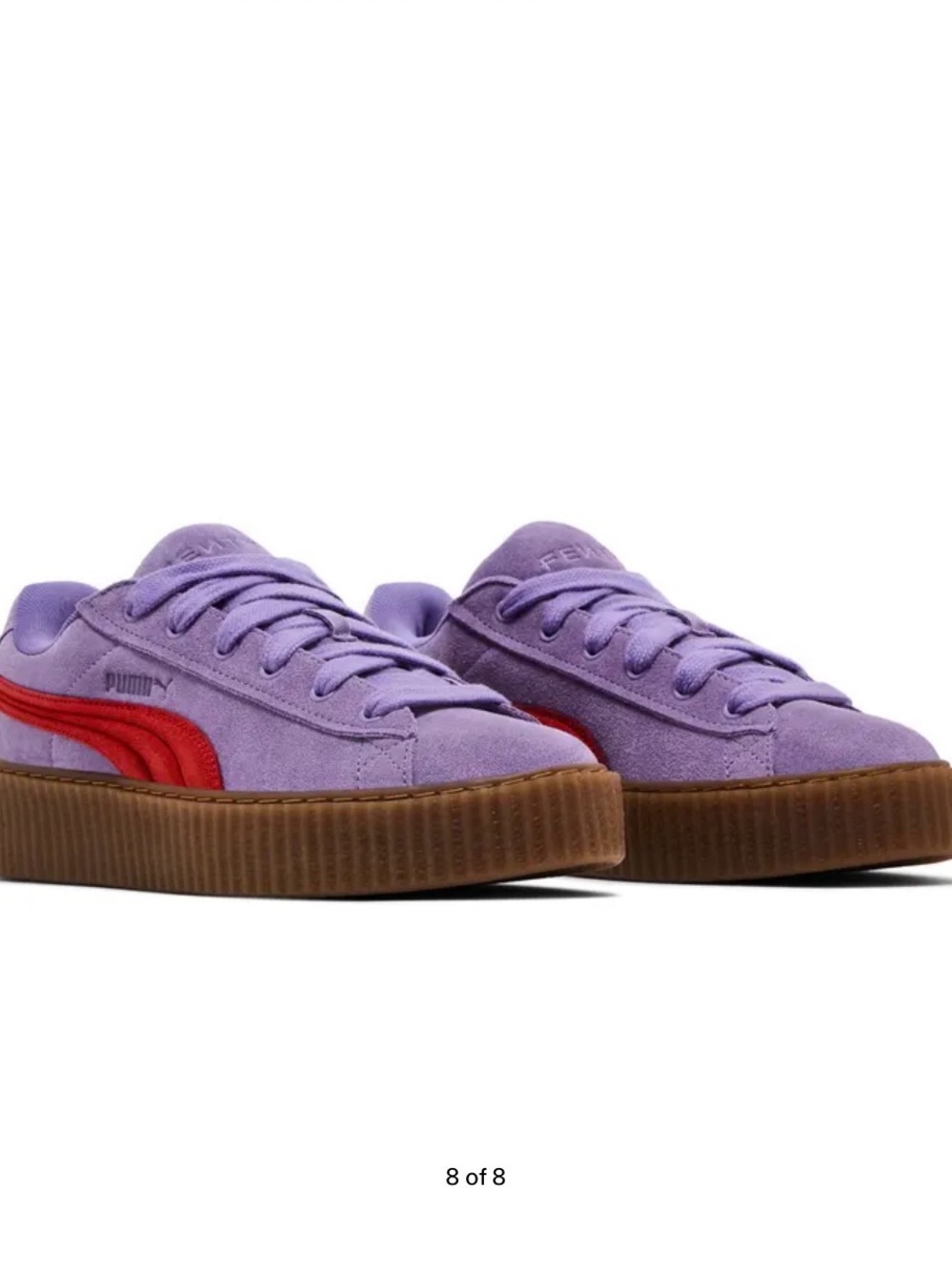 Puma Purple Suede Platform Sneakers with Red Stripe NWOB